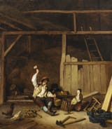 Jacques-Albert Senave (Lo-Reninge, County of Flanders, H.R.E. 1758-1823 Paris, Kingdom of France) A carpenter in a barn - Oil on panel