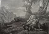 Francisco Vall (Spanish 19th-20th c.) Death of King Favila at the hands of a bear while hunting - 1915-20 [son of Pelagius, 739]