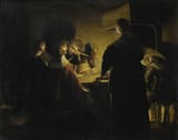Wolfgang Heimbach (Ovelgönne, County of Oldenburg, H.R.E. c.1613-1679 Osnabrück, Prince-Bishopric of Osnabrück, H.R.E.) Tavern scene lit by candles - Oil on panel 1635