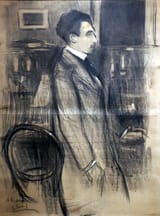 Joaquín Torres García (Montevideo 1874-1949 ibid.) Antoni Ribera - charcoal and watercolour on paper c.1904 [Antoni Ribera i Maneja, Spanish orchestra conductor]