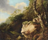 Christian Wilhelm Ernst Dietrich (Weimar, Duchy of Saxe-Weimar, H.R.E. 1712-1774 Dresden, Electorate of Saxony, H.R.E.) Landscape with a Franciscan monk - Oil on canvas