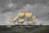 Daniel Herman Anton Melbye (København, Kingdom of Denmark 1818-1875 Paris, French Republic) A Russian corvette - Oil on canvas 1852