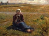 Jules Adolphe Aimé Louis Breton (Courrières, Pas-de-Calais, Kingdom of France 1827-1906 Paris, French Republic) The snack, study - Oil on canvas 1885