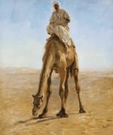 Léon Auguste Adolphe Belly (Saint-Omer, Pas-de-Calais, Kingdom of France 1827-1877 Paris, French Republic) Big ridden camel grazing, Study for Pilgrims going to Mecca - Oil on canvas
