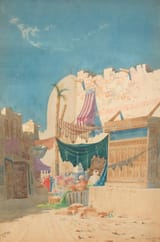 Augustus Osborne Lamplough (Manchester, Lancashire, England, U.K. 1877-1930 Bromborough, Cheshire, England, U.K.) Rue de la Mougk, Le Caire - Watercolour