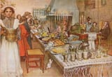 Carl Olof Larsson (Stockholm, United Kingdoms of Sweden and Norway 1853-1919 Falun, Kopparbergs län, Kingdom of Sweden) Julaftonen (Christmas Eve) - Watercolour c.1905-min