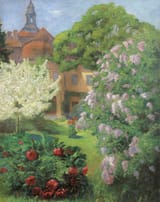 Therese Schachner (Vienna, A.H.M. 1869-1950 Vienna, Republic of Austria) Blühender Garten (Blooming garden) - Öl auf Karton