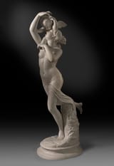 After Charles Auguste Fraikin (Herentals, Central Brabant, Kingdom of the Netherlands 1817-1893 Schaarbeek, Province of Brabant, Kingdom of Belgium) L&#039;Amour Captif (Cupid held captive) - White Marble (view 1)