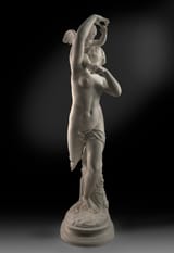After Charles Auguste Fraikin (Herentals, Central Brabant, Kingdom of the Netherlands 1817-1893 Schaarbeek, Province of Brabant, Kingdom of Belgium) L&#039;Amour Captif (Cupid held captive) - White Marble (view 2)