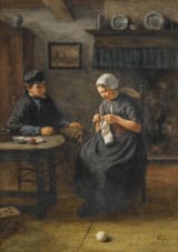 David Adolph Constant Artz (The Hague, South Holland, Kingdom of the Netherlands 1837-1890 The Hague, Holland, Kingdom of the Netherlands) Young love - Watercolour heightened with bodycolour