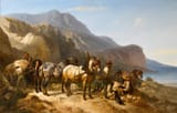 Wouterus Verschuur the Elder (Amsterdam, Zuyderzée, French Empire 1812-1874 Vorden, Gelderland, Kingdom of the Netherlands) A quarry team, Rochers-Rouges, Menton - Oil on canvas