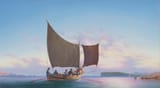 Nicola F. Criscimanno (1845-1909) Gozo fishing boat in a calm sea off Malta - Oil on board 1875