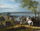Adam Frans van der Meulen (Brussels, Duchy of Brabant, Holy Roman Empire 1632-1690 Paris, Kingdom of France) The crossing of the Rhine at Lobith on the 16th of June 1672 - Oil on canvas