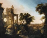 Pierre-Antoine Patel the Younger (Paris, Kingdom of France 1648-1707 ibidem) Landscape with ruins - Oil on canvas 1698