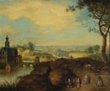Follower of Jan Brueghel the Younger (Antwerp, Duchy of Brabant, H.R.E. 1601-1678 ibidem) Animated landscape - Oil on copper
