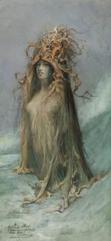 Georges Jules Victor Clairin (Paris, Kingdom of France 1843-1919 Clohars-Carnoët, Finistère, French Republic) Claudea Flegans, An Allegory of the Sea - Pastel, watercolour and gouache on board