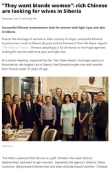 They want blonde women rich Chinese are looking for wives in Siberia - RT - Brave