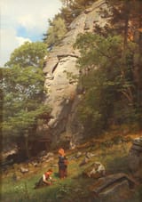 Children picking berries by Hans Gude (1825-1903)