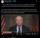 Sen. Lindsey Graham says a record arms package for Ukraine is coming soon, with a statement from Trump expected tomorrow. 13-07-2025 HD