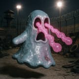 1751080226_gpt-image_the_shimmering_claymation_plasticine_ghost_ejects_a_puce_colored_glowing_ectoplasm_from_its_eyes_as_it_hovers_in_the_superjail_courtyard_junkyard_arena._1999_photo_album._photo_fl_