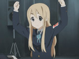 anime girl mugi k-on cheering