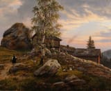+(1826) Gård i Ytre Kroken, Sogn by Johan Christian Dahl