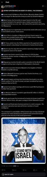 JEFFREY EPSTEIN WAS AN AGENT OF ISRAEL (Keith Woods on Twitter)
