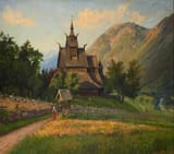 Stave Church by Hans Andreas Dahl 1881-1919 L