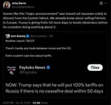JuliaDavisNews 14-07-2025 Seems like this &#039;major announcement&#039; was teased ad nauseam solely to distract from the Epstein fallout. We already knew about selling