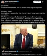 Journalist] If Putin escalates further, how far are you willing to go in response 14-07-2025 President Trump, Don&#039;t ask me a question like that. How far HD