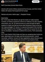 NATO Secretary General Mark Rutte 14-07-2025 Ukraine will receive military equipment from Europe, and then United States will replace that equipment for Europe. HD