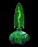 Art Deco Ingrid perfume bottle made of malachite glass by Riedel Glassworks