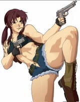 revy posing with her ciggy and pistols