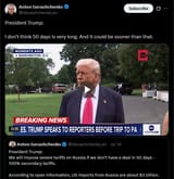 President Trump 15-07-2025 I don&#039;t think 50 days is very long. And it could be sooner than that. HD