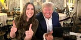 libs-of-tiktok-owner-chaya-raichik-and-former-president-donald-trump-smiling-and-gesturing-thumbs-up-while-seated-at-a-round-tab