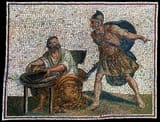 Archimedes_before_his_death_with_the_Roman_soldier,_Roman_mosaic