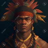 197247036-african-american-man-with-headdress-and-flowers-portrait-of-a-man-in-the-style-of-the-american