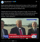 Asked whether Melania has influenced his views on Putin, Trump said she’s &#039;very smart&#039; and &#039;very neutral,&#039; adding that she’s a bit like him 16-07-2025 HD