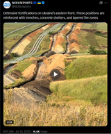 Defensive fortifications on Ukraine’s eastern front. These positions are reinforced with trenches, concrete shelters, and layered fire zones 16-07-2025 HD