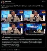 Putin&#039;s top propagandist Vladimir Solovyov reacts to Trump&#039;s 50-day ultimatum. 17-07-2025
