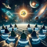 A-group-sufis-on-top-of-the-world-sitting-on-futuristic-seats-facing-towards-the-light-and-sun- (1)
