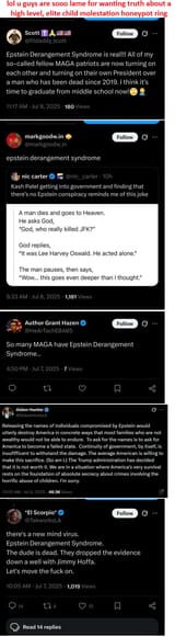 Israeli narrative building Epstein Derangement Syndrome
