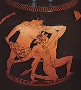 Minotaur-Theseus-vase-painting-Kleophrades-Painter-British