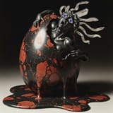 1750876372_imagen_patrician_commission_from_caravaggio._mezzotint_scagliola_17_x_20._1998_collage._a_sphere_of_black_and_red_marble_egg_stone_begins_to_melt_revealing_an_emerging_screaming_black_stone_