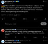 Chancellor Merz has announced that Ukraine will soon receive long-range weapons systems developed jointly by Ukrainian and German defense 17-07-2025