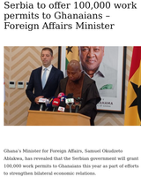 Serbia to offer 100 000 work permits to Ghanaian niggers