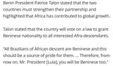 Lula is African according to the president of Benin
