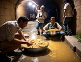 extremely dirty south italians eating pasta in the sewers 