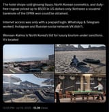 Crazy, but predicable story here. According to Moscow newspaper RBK, North Korea’s much hyped new beach resort Wonsan-Kalma was a ghost town 19-07-2025 PT2