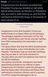 Trump read in on Aliens